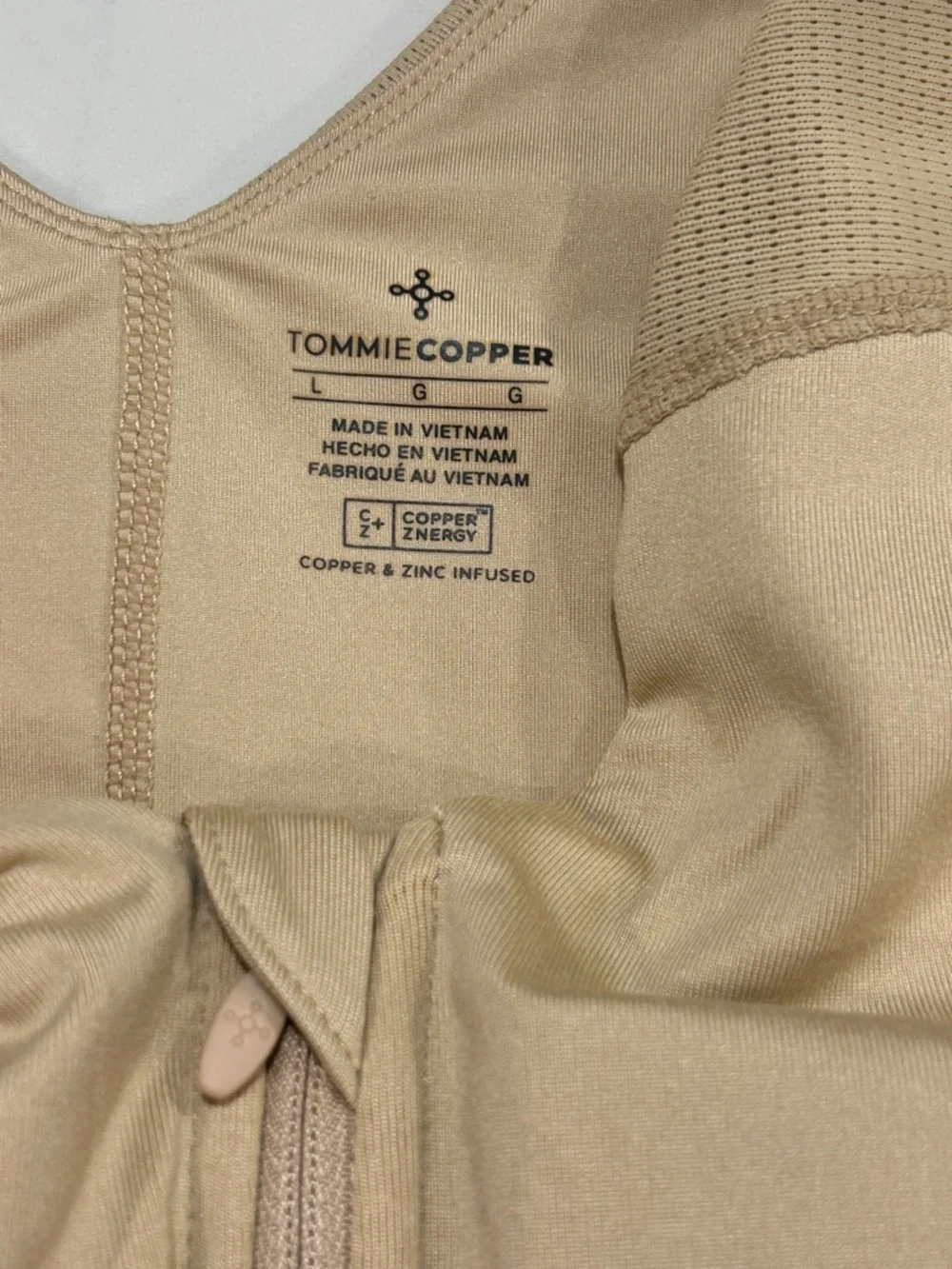 Tommie Cooper Zip Up Shoulder Support Bra color nude- size large - Picture 6 of 6